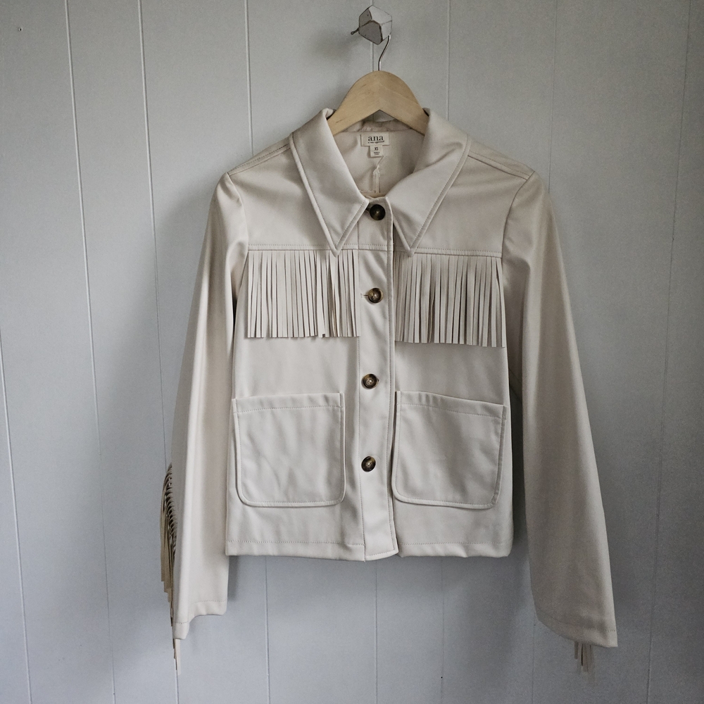 ☆ A.N.A Ivory Faux Leather Shacket